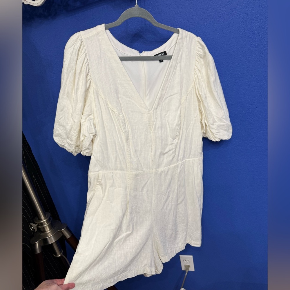 Express Ivory V-Neck Romper